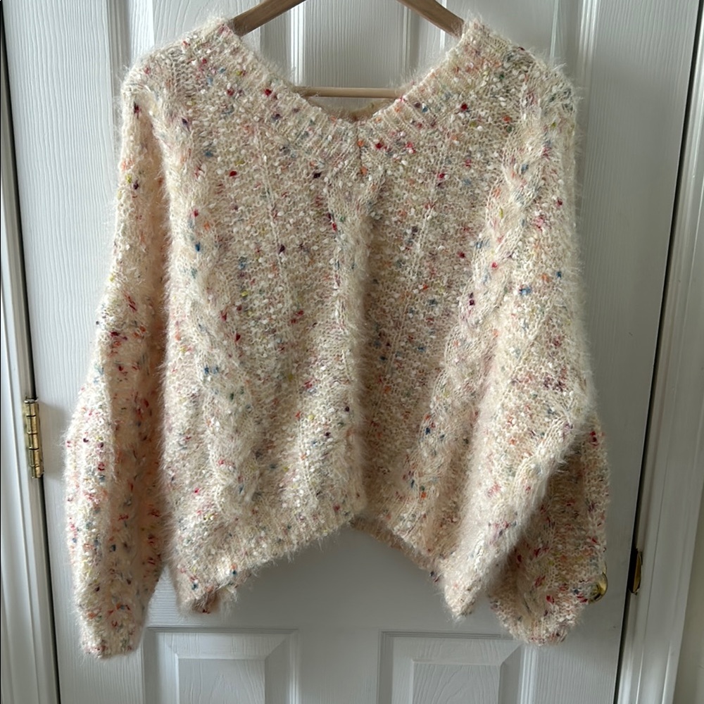 POL textured, fuzzy confetti sweater